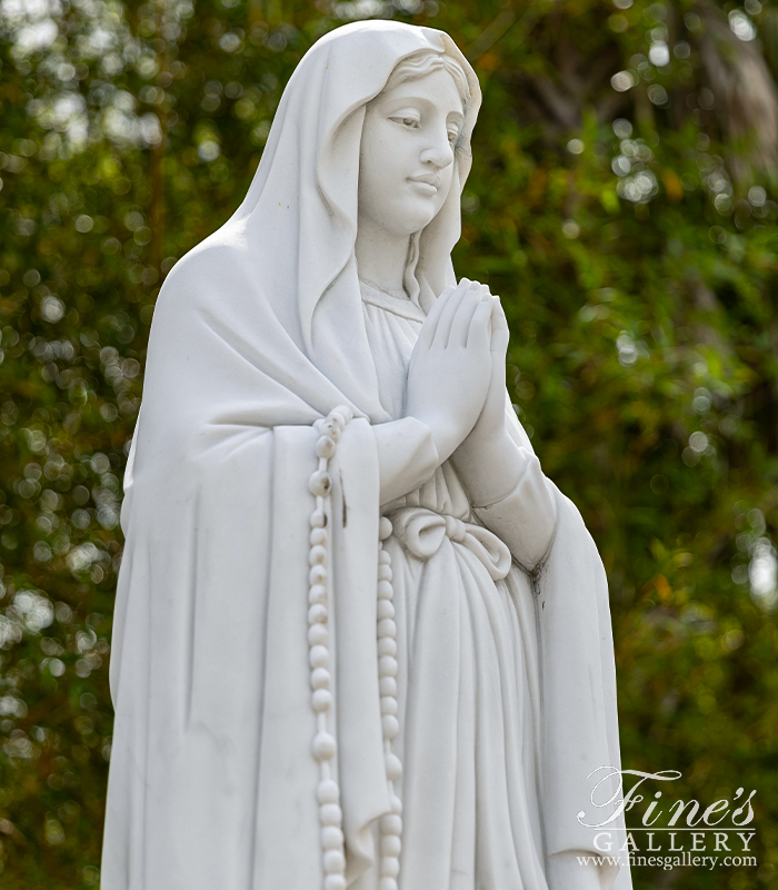 Marble Statues  - Lady Of Lourdes Marble Statue And Pedestal - MS-1359